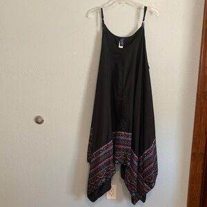 Swimsuits For All Black Asymmetrical Dress with Multicolor Hem